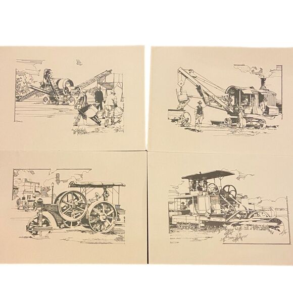 The Unbranded Brand Other - 6965 5 Vintage Farm Construction Equipment Drawing Lithographs 18 x 23 inches